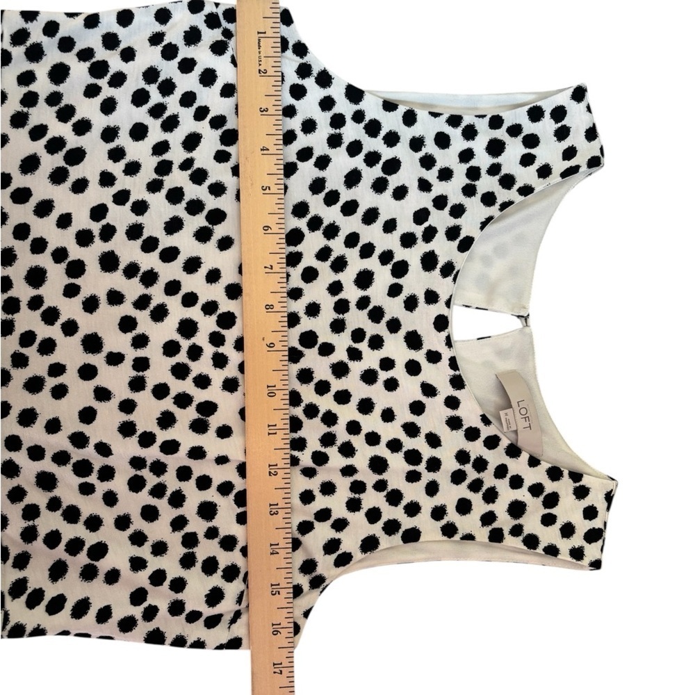 LOFT Black & White Polka Dot Retro Midi Dress Classic Modest Career Size M - Picture 5 of 7
